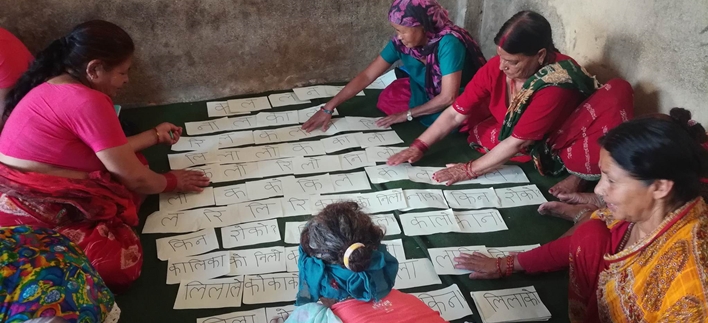 Women studying papers